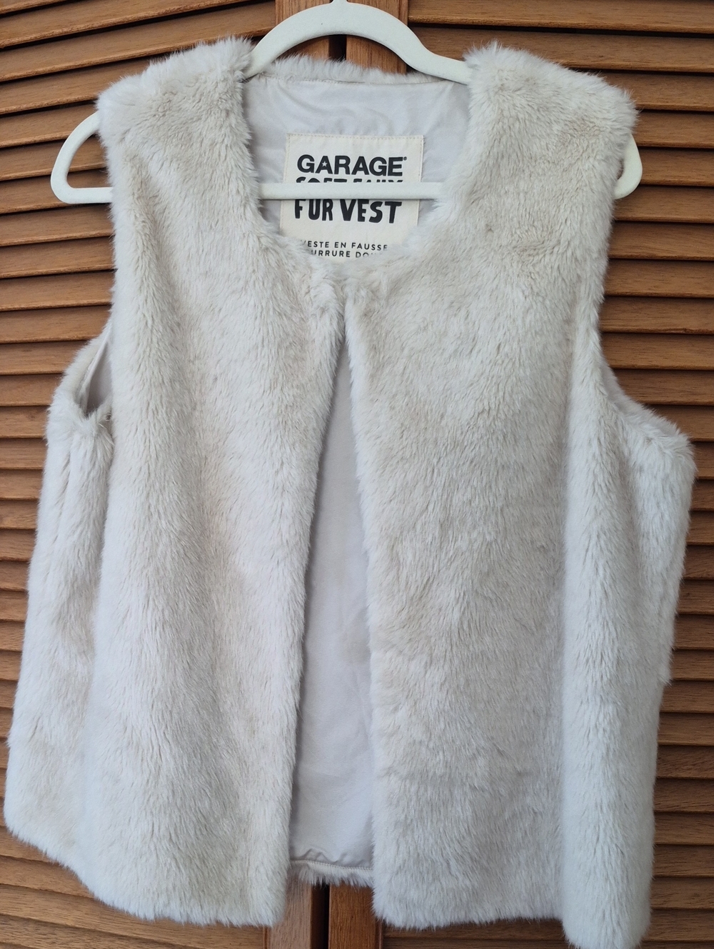 Garage Soft Faux Fur Vest - Beige Women Size M-L